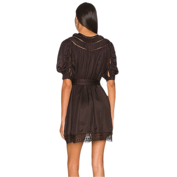 NEW TULAROSA CARINA MINI DRESS LACE TRIM SELF BELTED - Picture 2 of 5